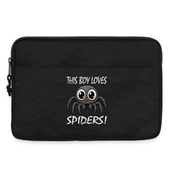 Motif du garçon adore les araignées - Sacoche pour ordinateur portable 13 pouces - noir - Devant