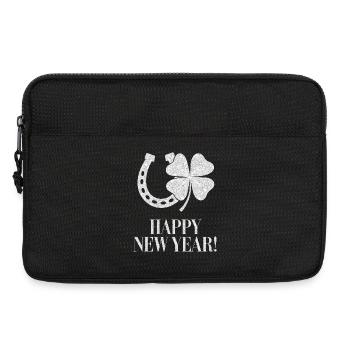 Silvester Kleeblatt Hufeisen Happy New Year  - Laptoptasche 13" - Schwarz - Vorne