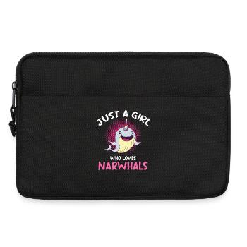 Juste une fille qui aime les narvals - Sacoche pour ordinateur portable 13 pouces - noir - Devant
