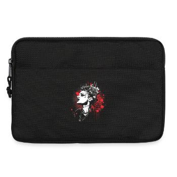 Portrait de femme rebelle avec couronne florale - Sacoche pour ordinateur portable 13 pouces - noir - Devant