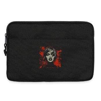 Visage féminin abstrait dans le style grunge - Sacoche pour ordinateur portable 13 pouces - noir - Devant