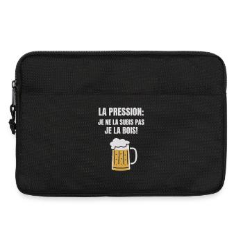 La Pression Je Ne La Subis Pas Je La Bois Humour - Sacoche pour ordinateur portable 13 pouces - noir - Devant