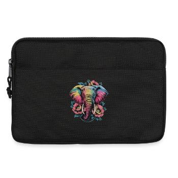 Colorful Elephant with Flowers Boho Animal Love Ethnic - Laptop bag 13" - black - Front