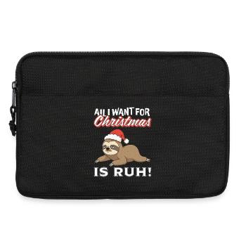 Weihnachts-Sloth mit Santa-Hut - Laptoptasche 13" - Schwarz - Vorne