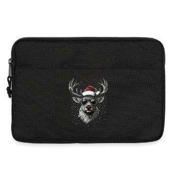 Renne avec un chapeau de Père Noël et des lunettes de soleil - Sacoche pour ordinateur portable 13 pouces - noir - Devant