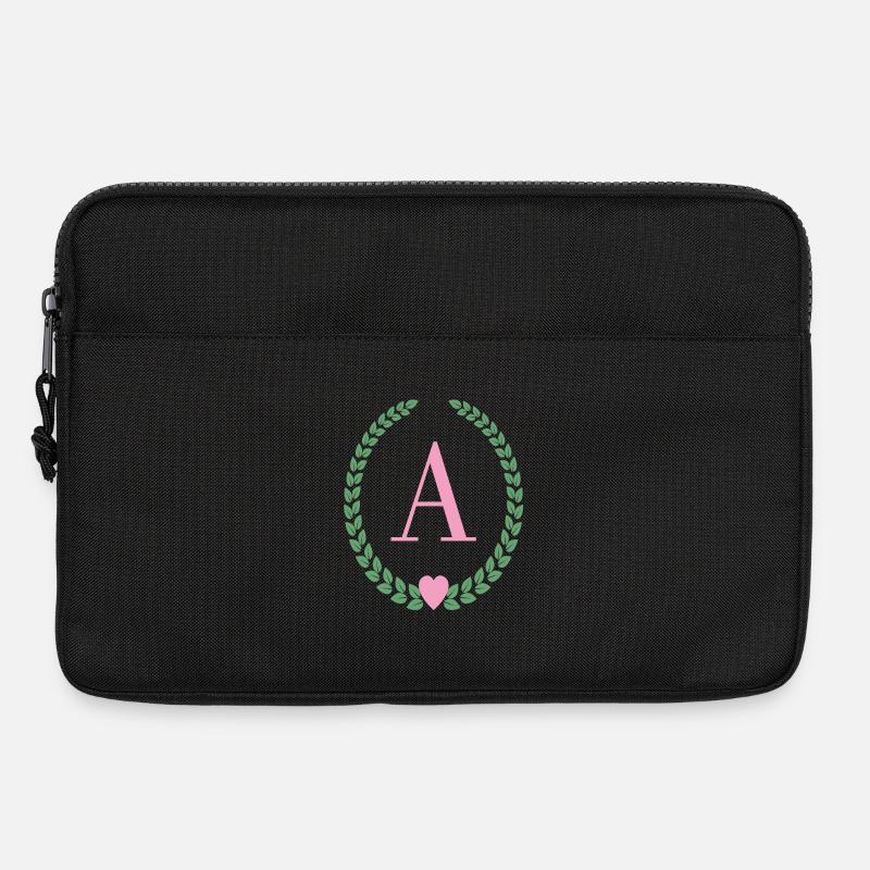 Letter A monogram - Laptop bag 13" - black