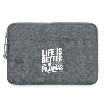 La vie est meilleure en pyjama - Sacoche pour ordinateur portable 13 pouces - gris chiné - Devant