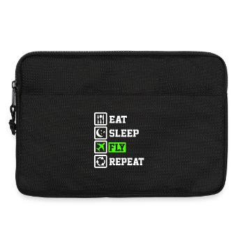 Eat Sleep Fly Repeat Funny Pilot Travel Aviation L - Laptop bag 13" - black - Front