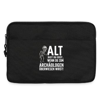 OLD ARE YOU FIRST – Humorous Skeleton Shirt - Laptop bag 13" - black - Front