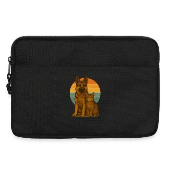 Deutscher Schäferhund und Katze - Laptoptasche 13" - Schwarz - Vorne