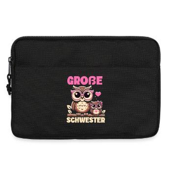 Große Schwester Eulen Älteres Baby Geschwister - Laptoptasche 13" - Schwarz - Vorne