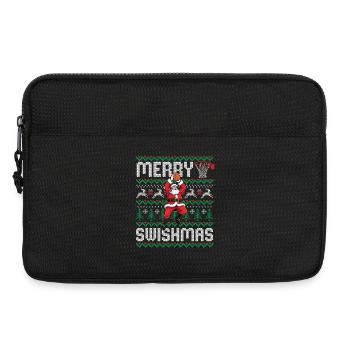 Merry Swishmas Weihnachts-Basketball-Grafik für Ball - Laptoptasche 13" - Schwarz - Vorne