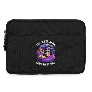 Chat gamer drôle - Sacoche pour ordinateur portable 13 pouces - noir - Devant