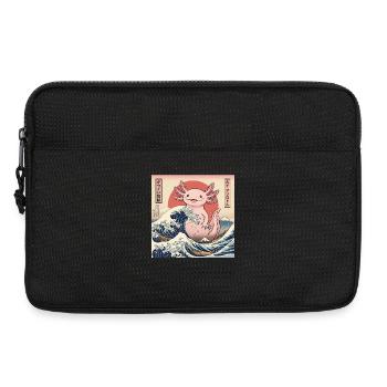 Kawaii Kaiju Axolotl dans le Japon des grandes vagues - Sacoche pour ordinateur portable 13 pouces - noir - Devant