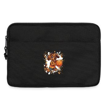 Dessin animé de chien de basketball - Sacoche pour ordinateur portable 13 pouces - noir - Devant
