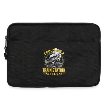 Bahnhoftag Dampflok – Retro Flair - Laptoptasche 13" - Schwarz - Vorne