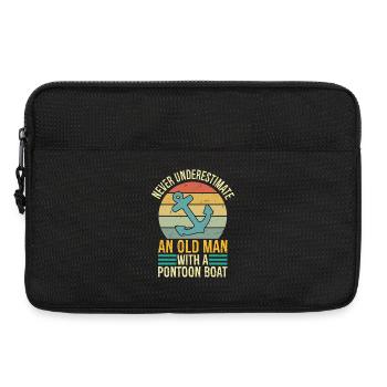 Never Underestimate An Old Man With Pontoon Boat - Laptop bag 13" - black - Front