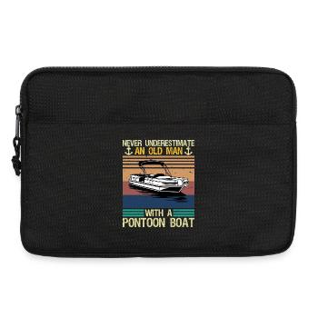 Never Underestimate An Old Man With Pontoon Boat - Laptop bag 13" - black - Front