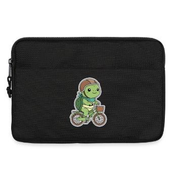 Grüne Schildkröte auf Fahrrad - Laptoptasche 13" - Schwarz - Vorne