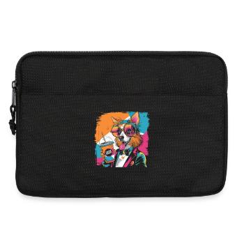 Po Art Dog with Drink Colorful Comic Design - Laptop bag 13" - black - Front