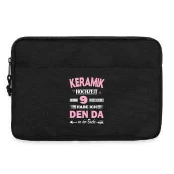 Mariage en céramique 9e anniversaire de mariage anniversaire de mariage épouse - Sacoche pour ordinateur portable 13 pouces - noir - Devant