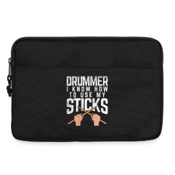 Drummer Knows How To Use My Sticks Tee Design - Laptoptasche 13" - Schwarz - Vorne