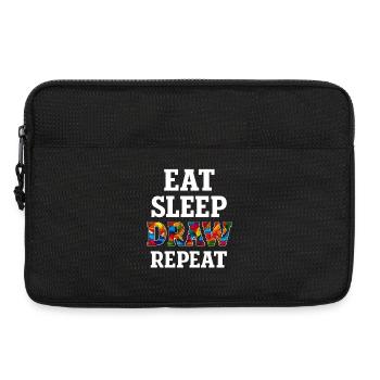 Essen Schlafen Zeichnen Eat Sleep Draw Repeat - Laptoptasche 13" - Schwarz - Vorne