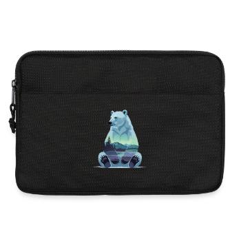 Polar bear with mountain landscape interior motif - Laptop bag 13" - black - Front