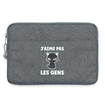 Chat grognon J'aime pas les gens - Laptop bag 13" - heather grey - Front