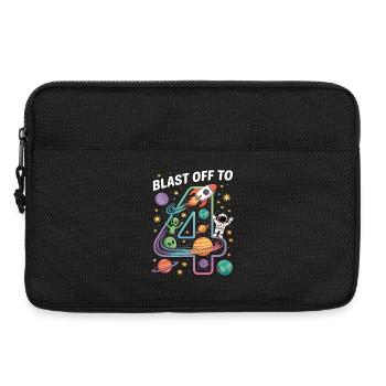 Departure into space 4th birthday children's birthday party - Laptop bag 13" - black - Front