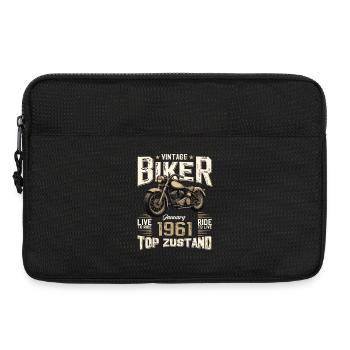 Cadeau du 65e anniversaire Motocycliste janvier 1961 - Sacoche pour ordinateur portable 13 pouces - noir - Devant