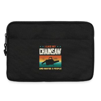 Chainsaw humor in retro rainbow - Laptop bag 13" - black - Front