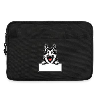 German Shepherd with Name Tag - Laptop bag 13" - black - Front