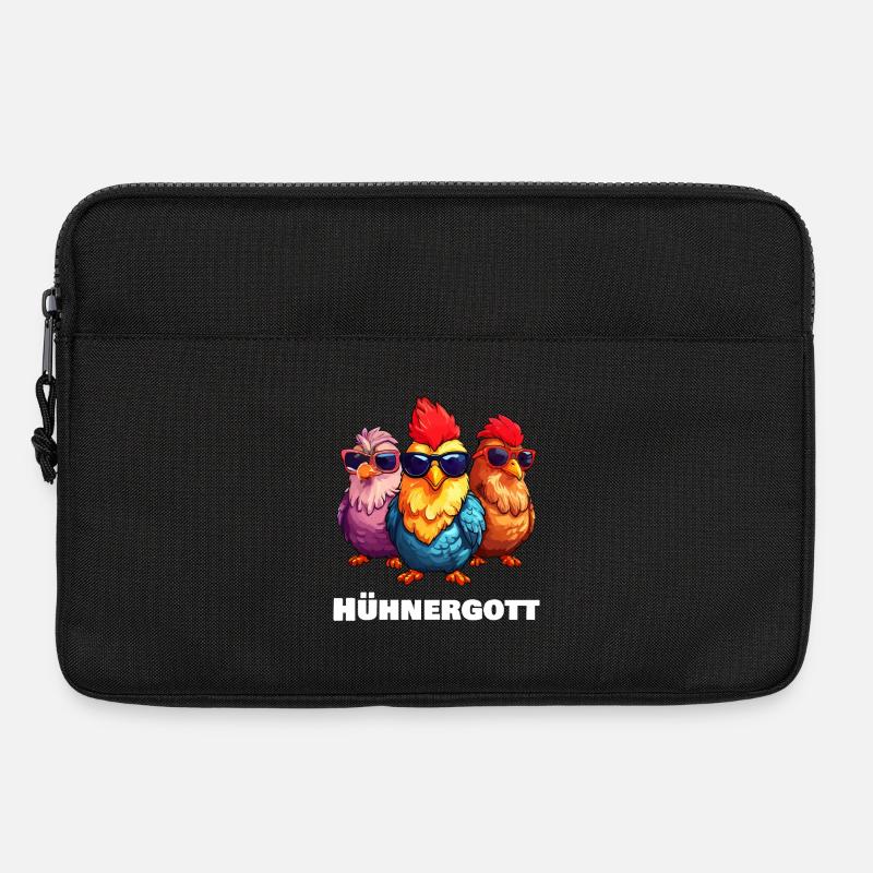 Lustige Hühner Hühnergott - Laptoptasche 13" - Schwarz