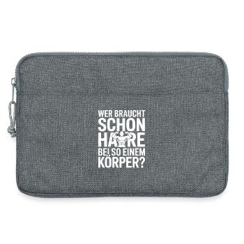 Glatze Wer Braucht Schon Haare Halbglatze Glatzen - Laptoptasche 13" - Grau meliert - Vorne