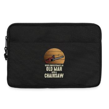 Alter Mann mit Kettensäge - Laptoptasche 13" - Schwarz - Vorne