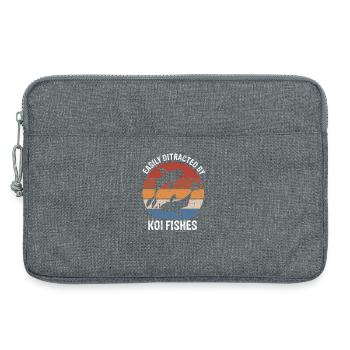 Easily Distracted by Koi Fishes Retro Humor - Laptop bag 13" - heather grey - Front