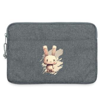 Un lapin mignon aux yeux X - Sacoche pour ordinateur portable 13 pouces - gris chiné - Devant