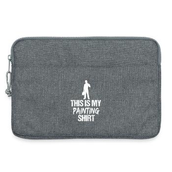 Lustiges Malerzitat: Weiße Künstlersilhouette - Laptoptasche 13" - Grau meliert - Vorne