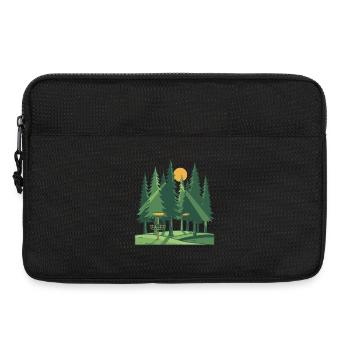 Disc Golf Forest Sunset Flying Disc Basket Scene - Laptop bag 13" - black - Front