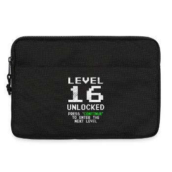 Level Unlocked Gamer Geburtstag 16 Jahre - Laptoptasche 13" - Schwarz - Vorne