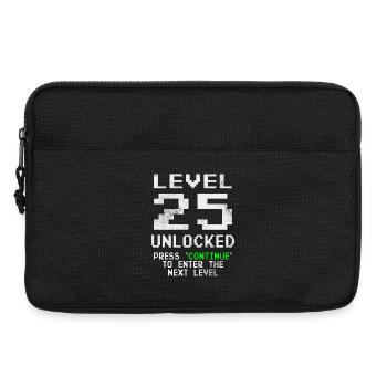 Level 25 Unlocked Shirt 25. Geburtstag Shirt - Laptoptasche 13" - Schwarz - Vorne