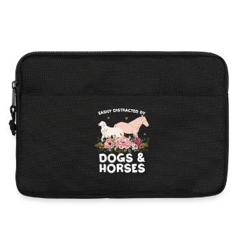 Hunde und Pferde mit Blumenkranz - Laptoptasche 13" - Schwarz - Vorne