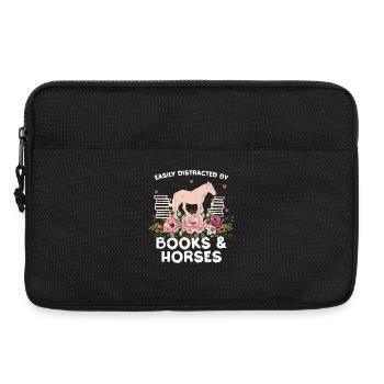Cheval et Fleurs : Amour des livres - Sacoche pour ordinateur portable 13 pouces - noir - Devant