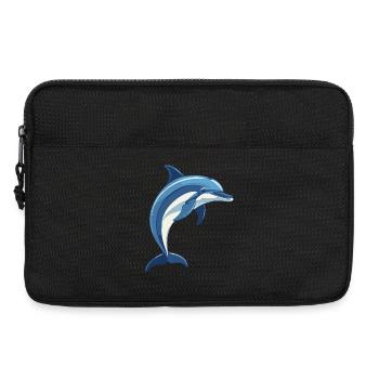 Blauer Delfin springt aus dem Wasser - Laptoptasche 13" - Schwarz - Vorne