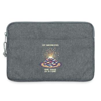 XP grinden | Seite für Seite Lesemotivation - Laptoptasche 13" - Grau meliert - Vorne