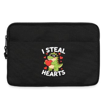 I Steal Hearts Dino Valentine - Laptop bag 13" - black - Front