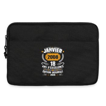 Vintage Janvier 2008 Cadeau D'anniversaire 18 Ans - Sacoche pour ordinateur portable 13 pouces - noir - Devant