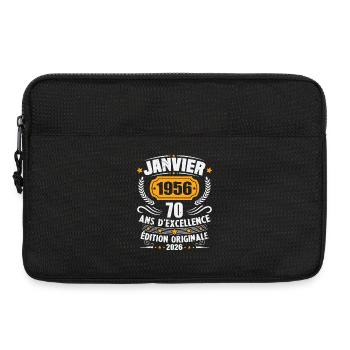 Vintage Janvier 1956 Cadeau D'anniversaire 70 Ans - Sacoche pour ordinateur portable 13 pouces - noir - Devant