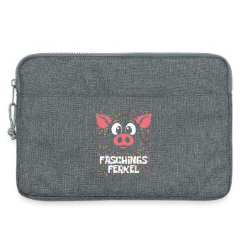 Faschings Ferkel | Kostüm Karneval Verkleidung - Laptoptasche 13" - Grau meliert - Vorne